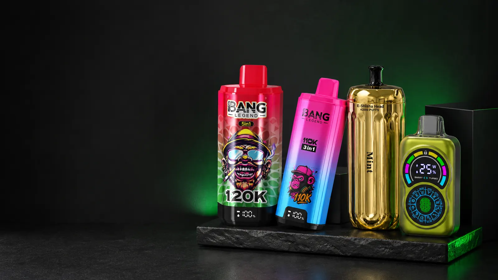 Mevoxs disposable vape products on a premium studio banner