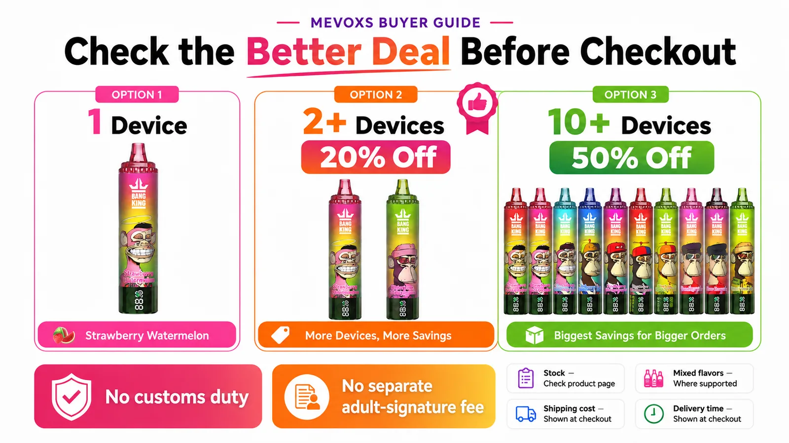 disposable vape 2 plus and 10 plus discount with no customs duty and no separate adult signature fee